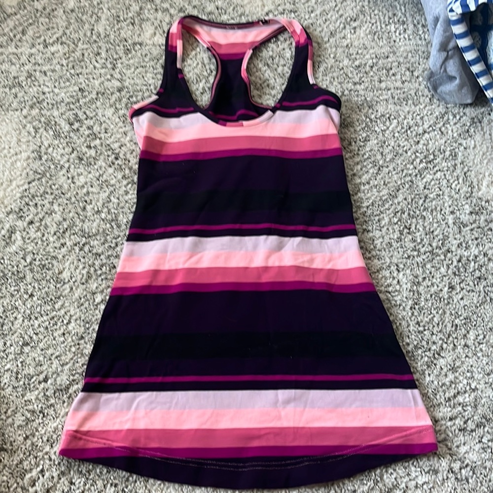Lululemon pink striped tank top